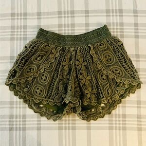 Green lace shorts